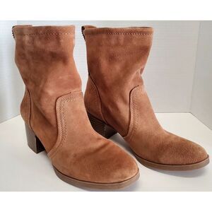 White Mountain Boots Behari W23383Z Camel Leather Suede 10M Slip On Booties Tabs